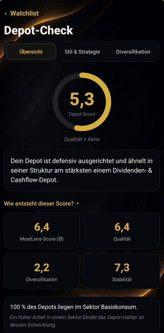 Prüfe die Struktur deines Depots