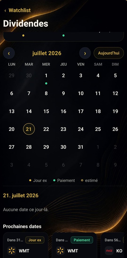 Calendrier des dividendes : dates ex et de paiement